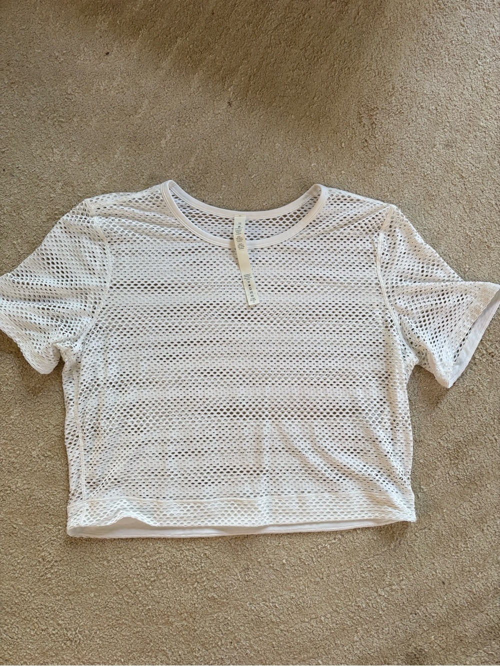 Lululemon White Mesh Crop Short-Sleeve Shirt - Size 10
